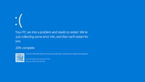 An error screen on a Windows PC